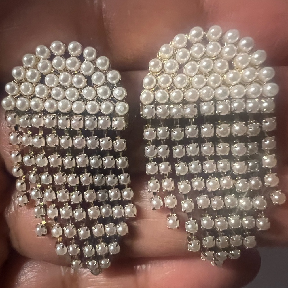 Glamorous Pearl and Gold Statement Earrings